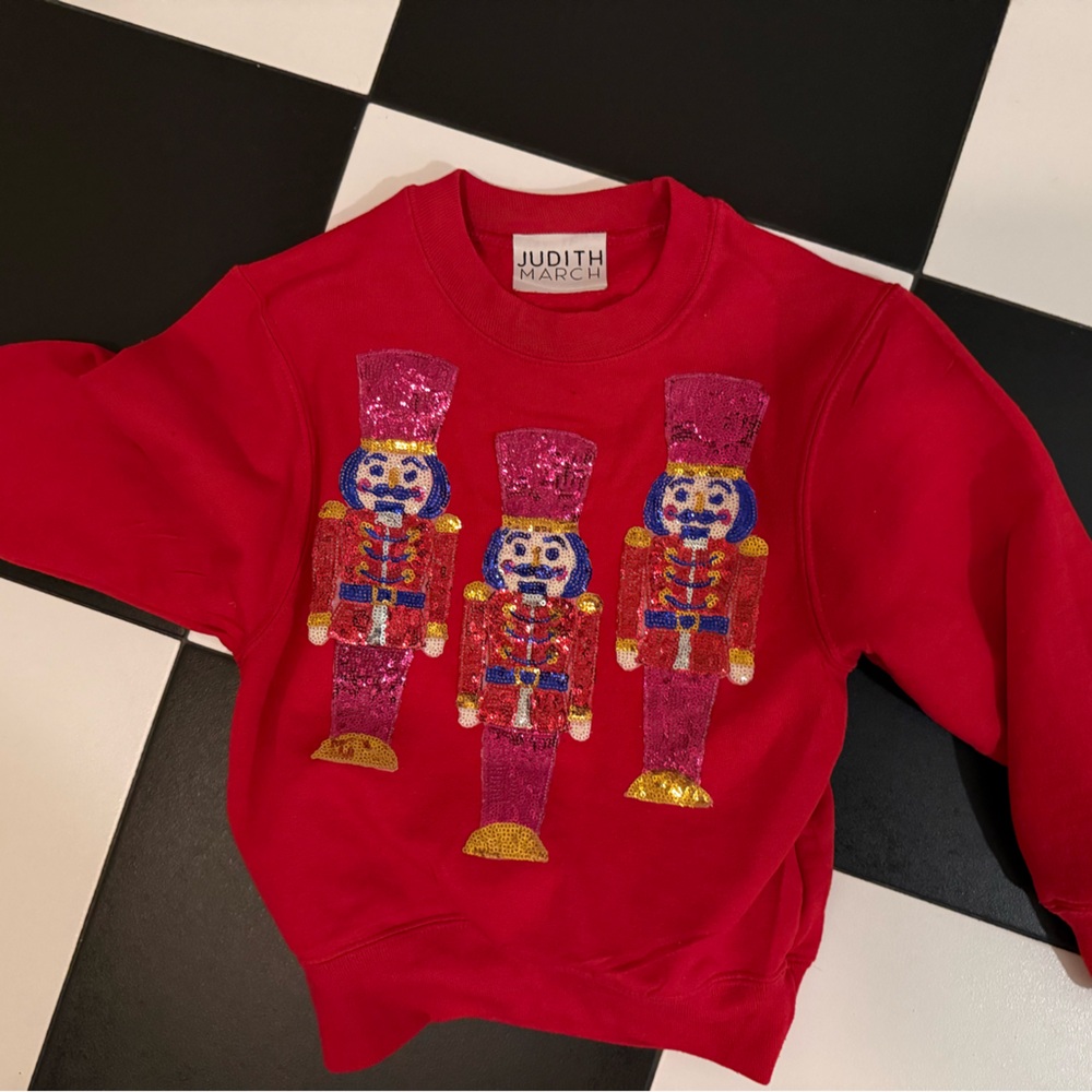 Judith march size 2-4 T sweatshirt with Festive Red Nutcracker